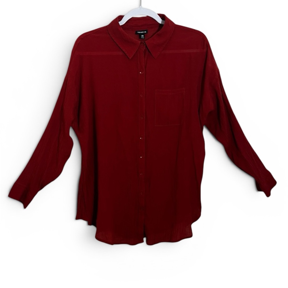 TORRID Rust Long Sleeve Button Down Shirt – Size 00 ✨